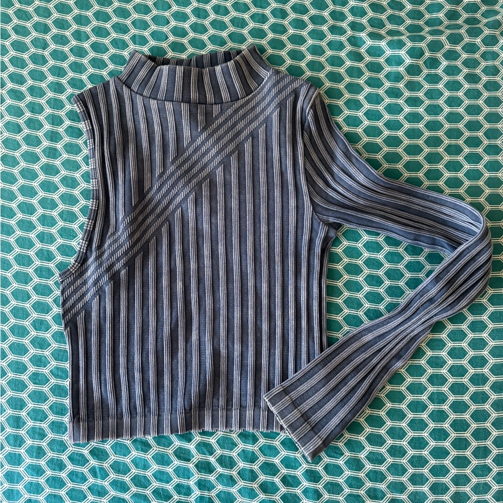 Zara Blue and White Striped Knit Top